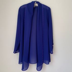 Patra Blue-Purple Chiffon Semi Sheer Rhinestone Dressy Wrap Cardigan 8